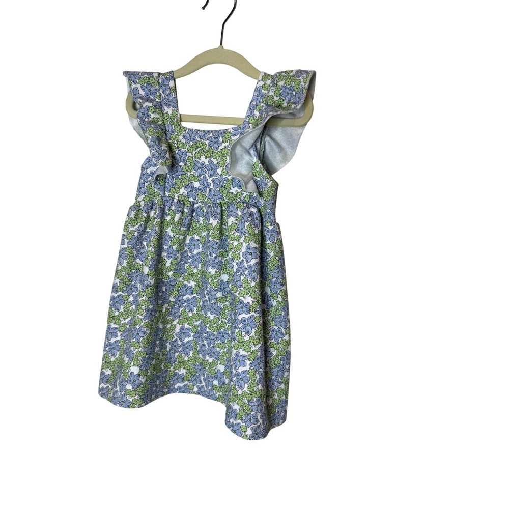 Zara Dress Girls 3T Blue Floral Ruffle Strap Knit Sundress‎ Summer Knee Length